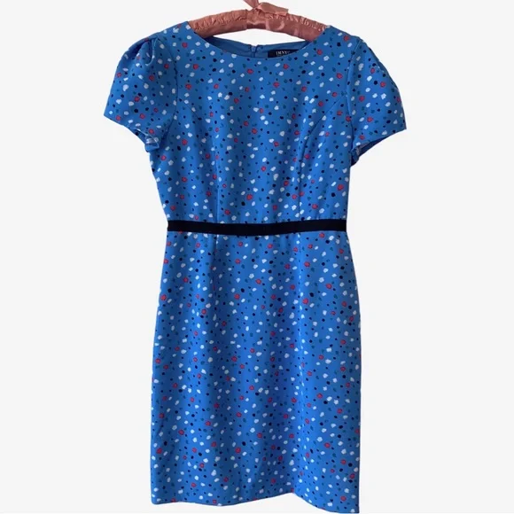 ISAAC MIZRAHI BLUE SHORT SLEEVE CONFETTI DRESS RIBBON BELT - Picture 15 of 16